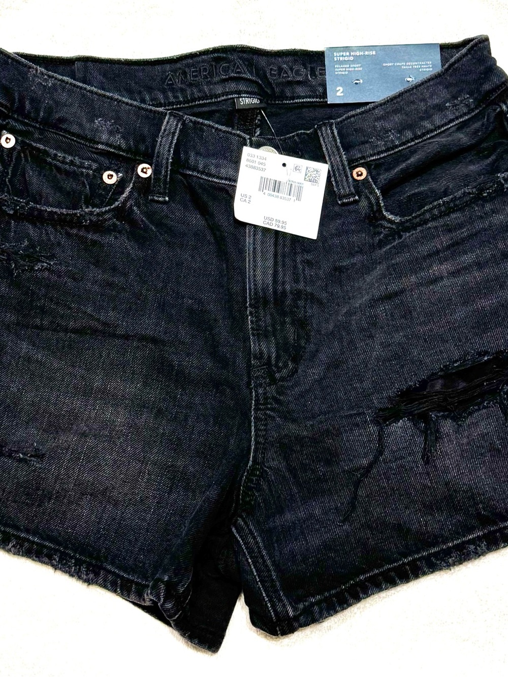 American Eagle Outfitters Black Washed High-Rise Denim Shorts